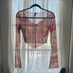 Garage Sheer Pink Long Sleeve Blouse